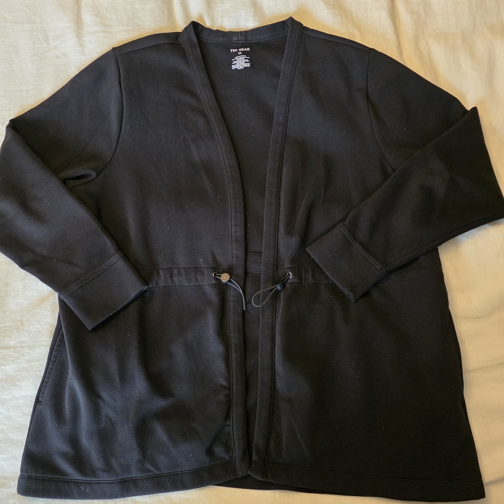 Black Open Front Drawstring Jacket - Picture 6 of 8